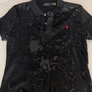 Polo by Ralph Lauren Black Sequin Short Sleeve Tee